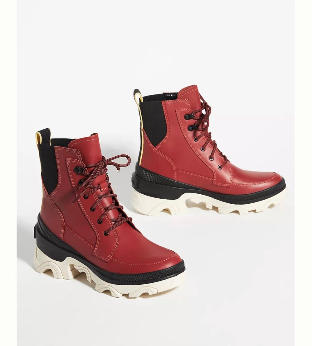 Sorel Brex Lug Sole Lace-Up Boots Wrap Red & Black Size US 7